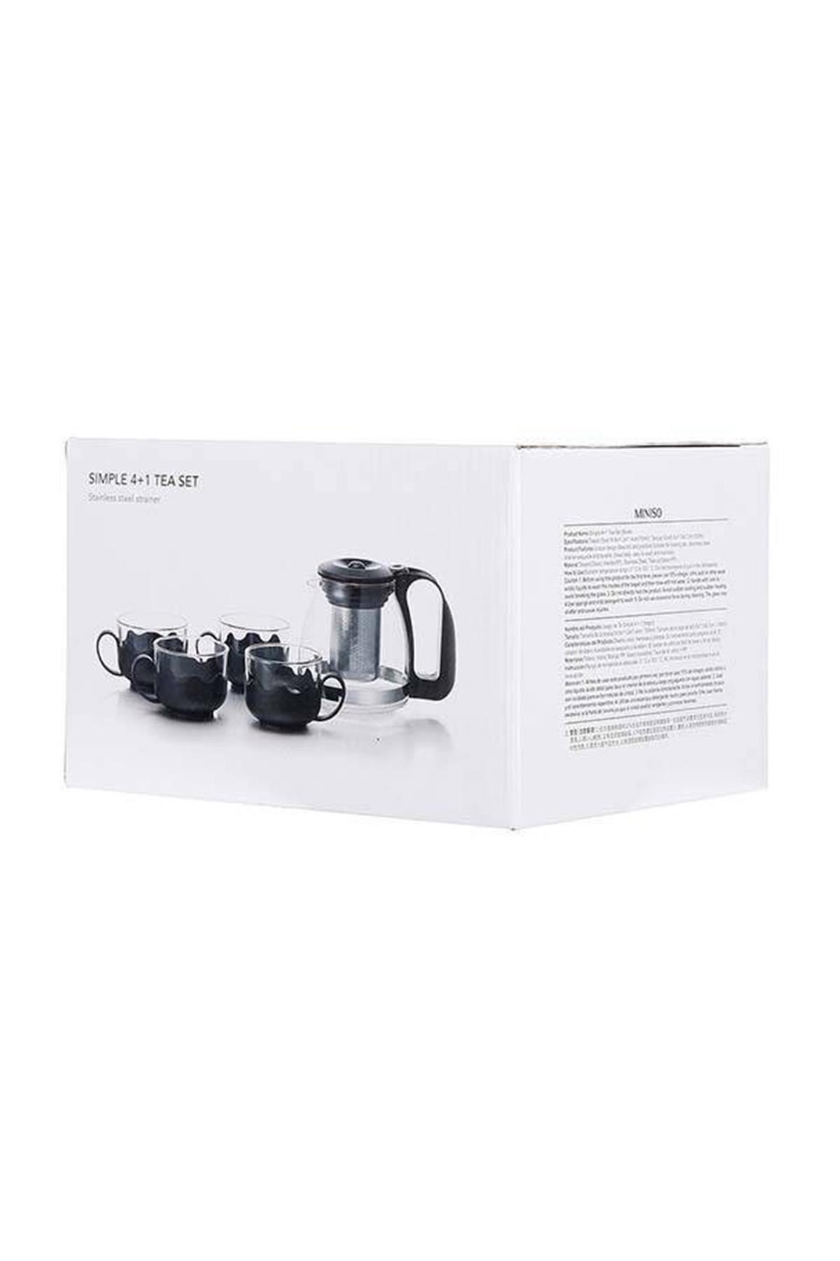 Siyah Sade Çay Seti 4/1 700Ml