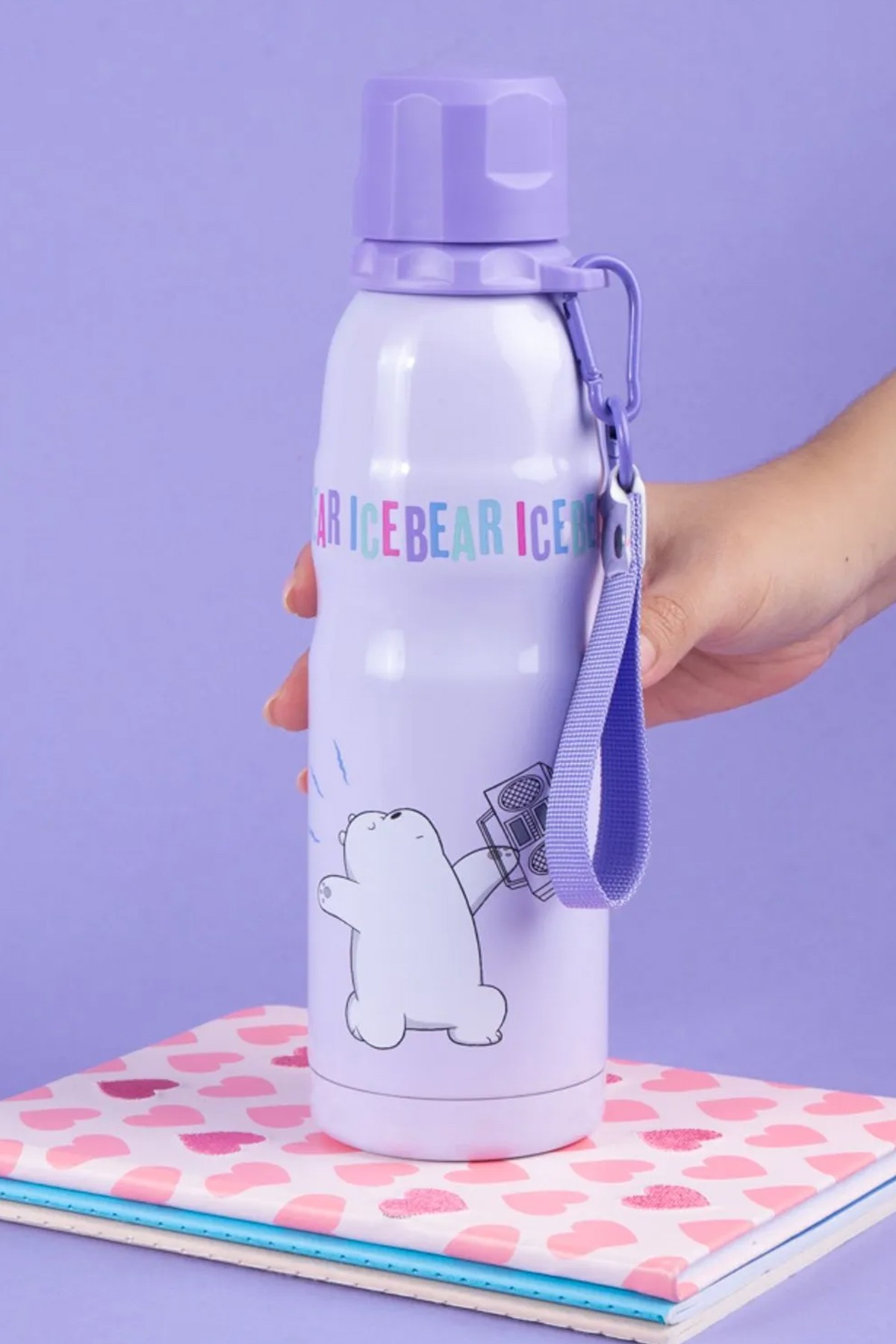 We Bare Bears Lisanslı Tutma İpli Termos (600ml) - Kutup Ayı