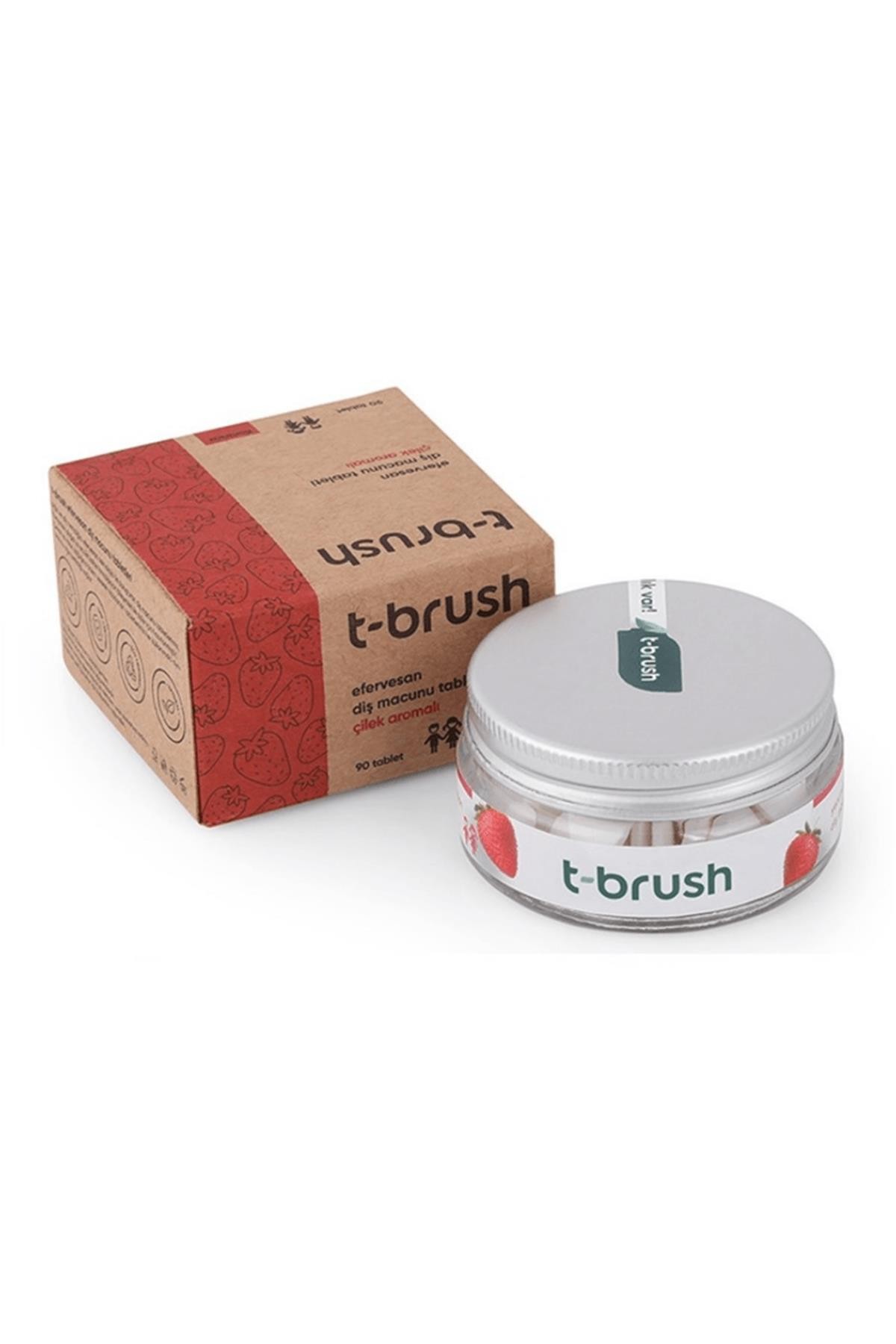 T-Brush Çilek Aromalı Diş Macunu Tableti-Florürsüz