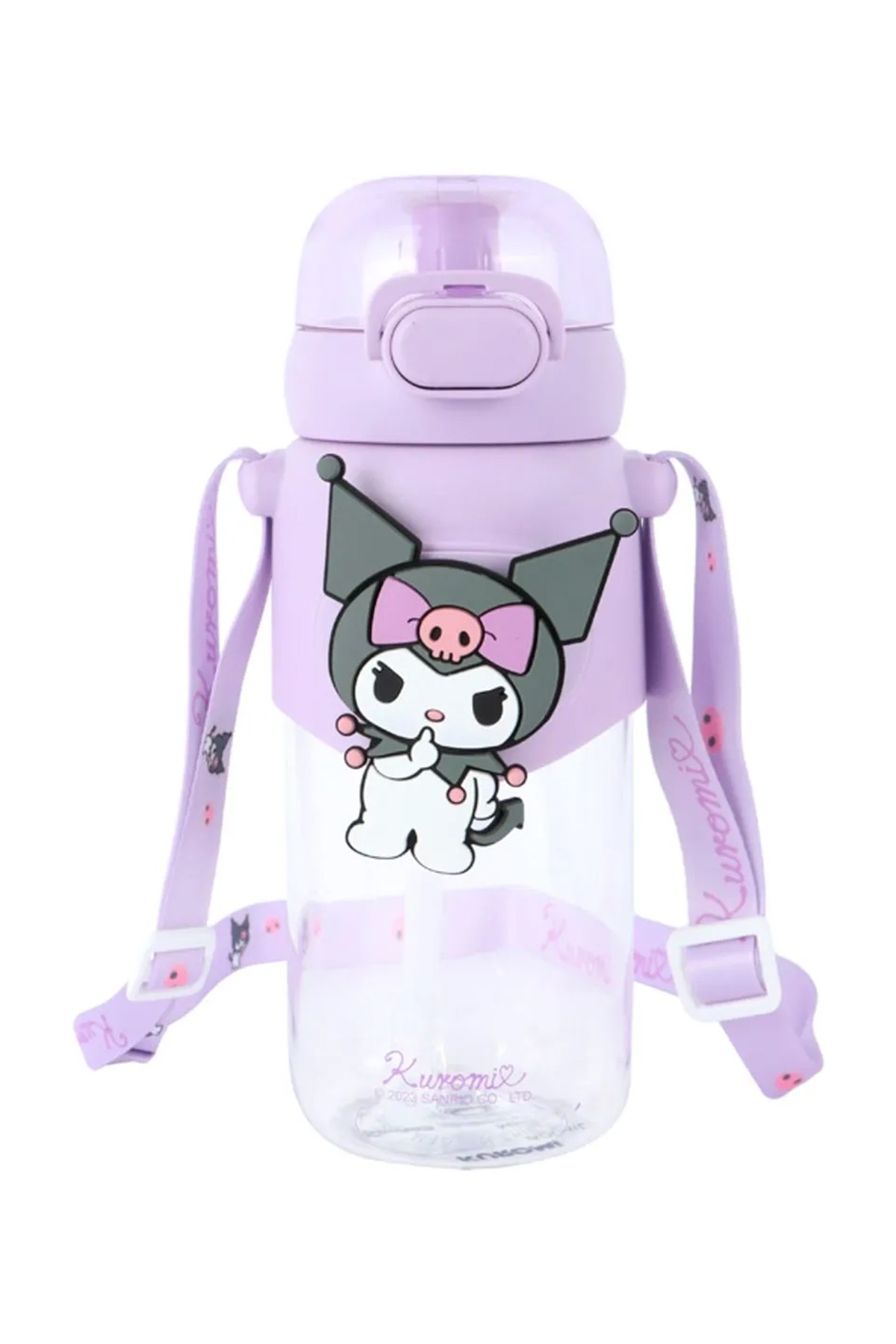 Sanrio Lisanslı Pipetli Kapaklı Suluk (600ml) - Kuromi