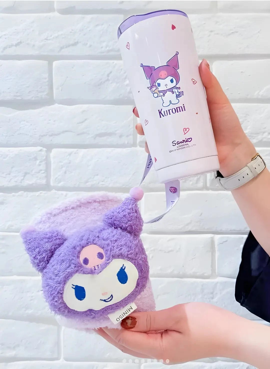 Sanrio Lisanslı Kuromi Paslanmaz Çelik Bardak (Dekoratif Kılıflı) 550 mL