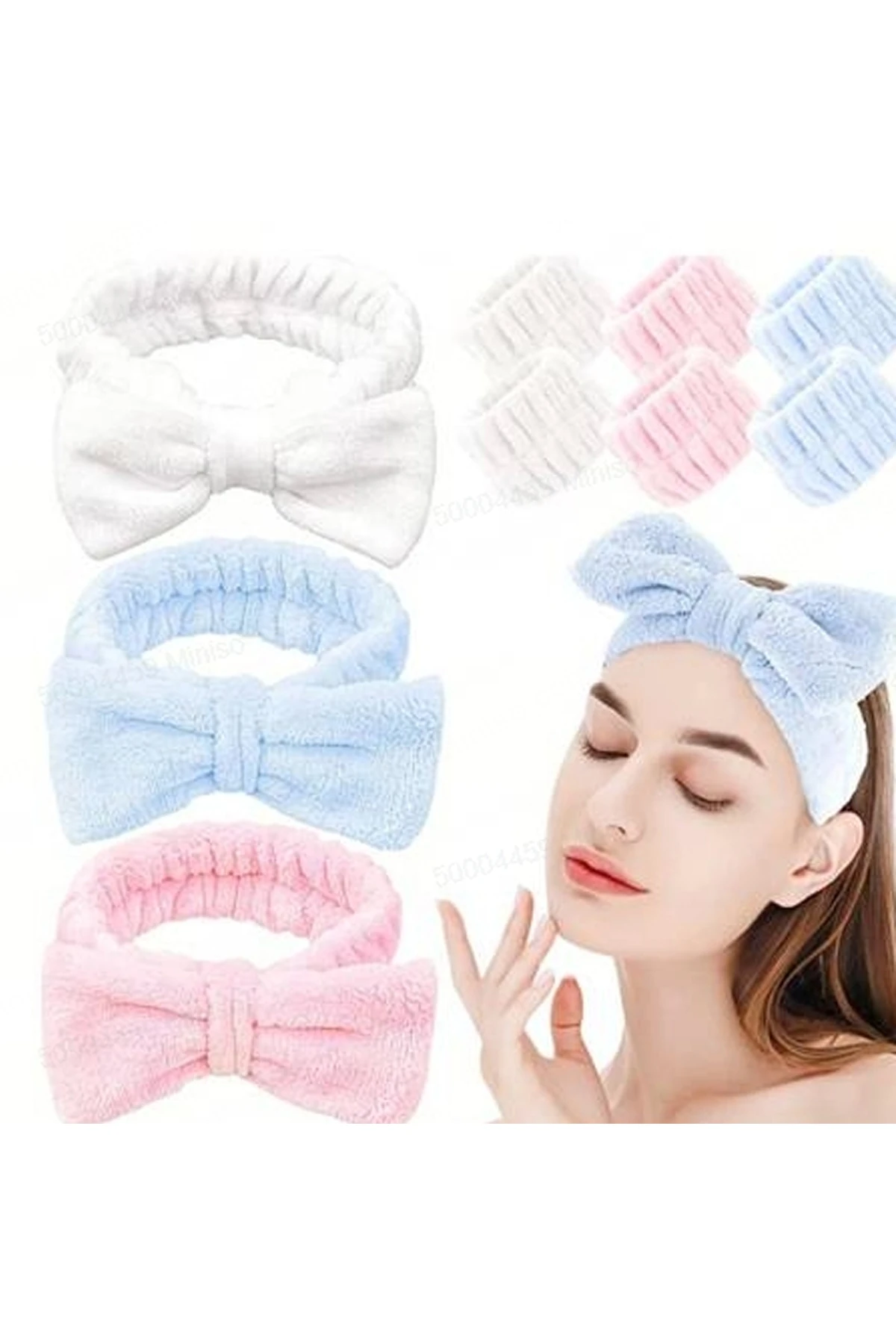 Fiyonklu Saç Bandı ve Bileklik Seti (Yüz Yıkama İçin)