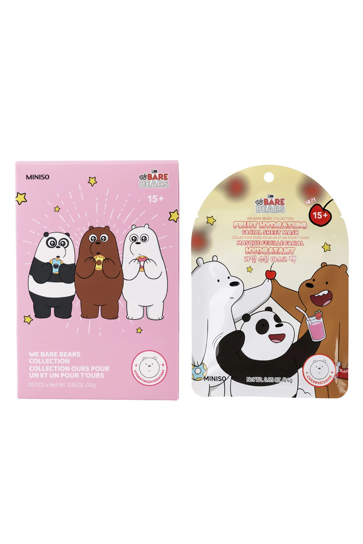 We Bare Bears Lisanslı Meyveli Nemlendirici Kağıt Maske (Kir