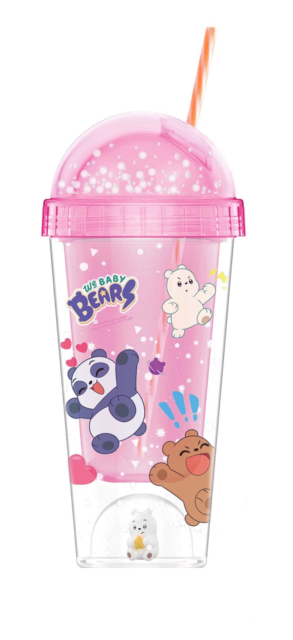 We Baby Bears Lisanslı Figür Detaylı Pipetli Plastik Şişe (350ml) - Pembe
