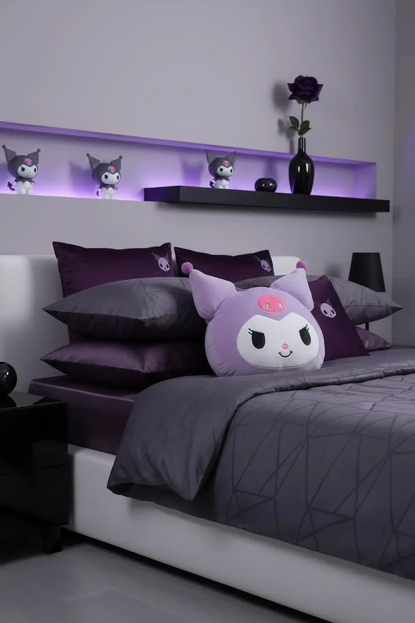 Sanrio Lisanslı Kuromi Yastık 38 Cm – Ultra Yumuşak Dekoratif