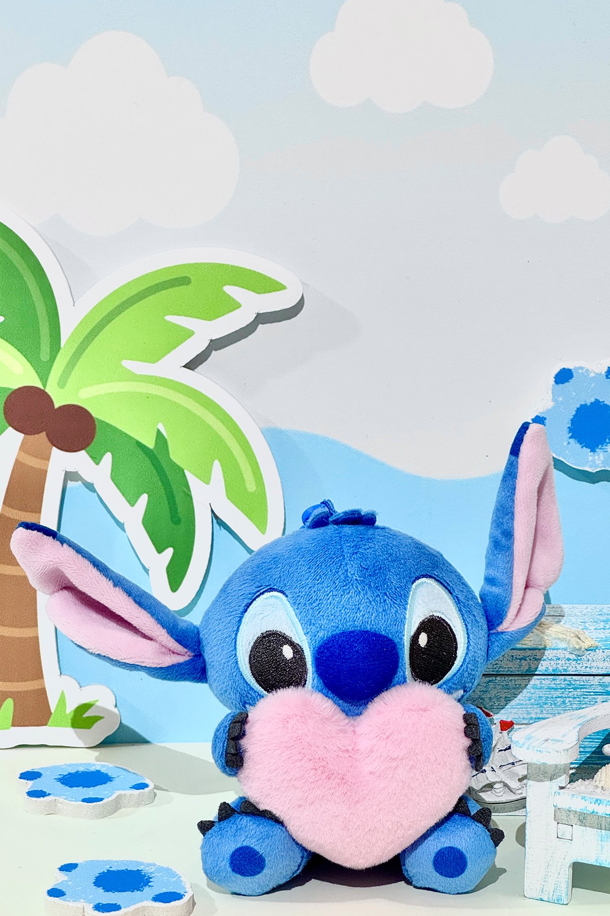 Disney Lilo&Stitch Lisanslı Kalp Figürlü Peluş Çanta Süsü Anahtarlık - Stitch