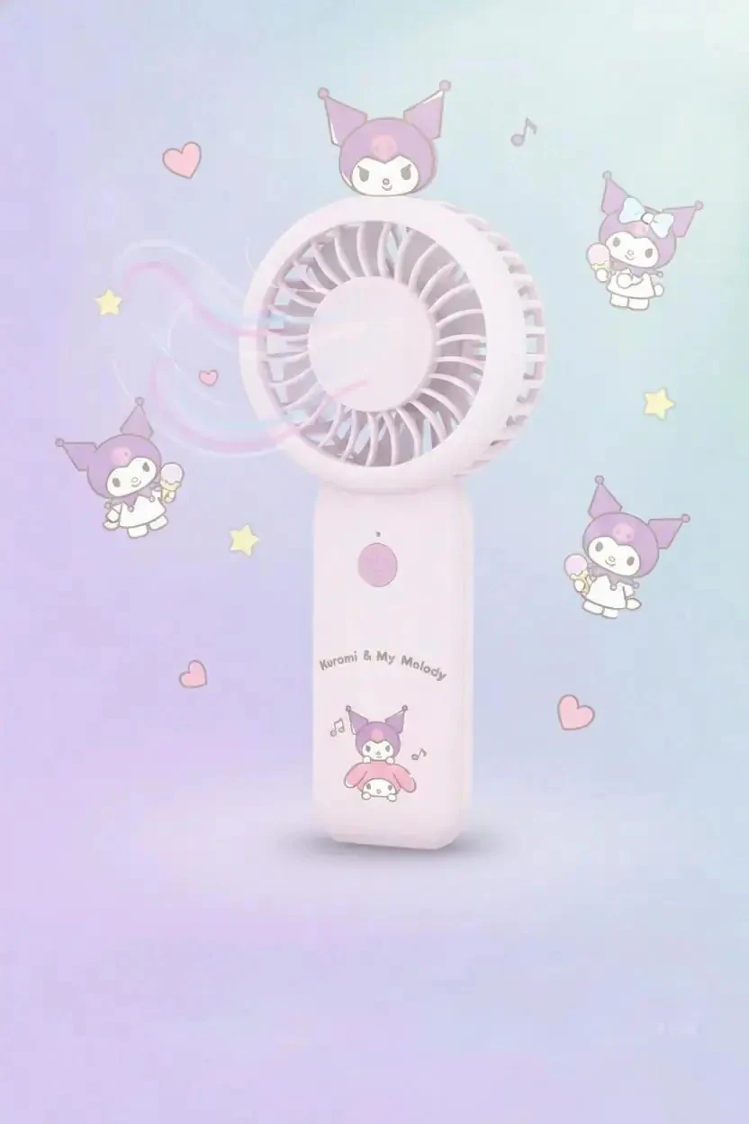 Sanrio Lisanslı Kuromi 1200mAh Taşınabilir Mini Fan – Şarj Edilebilir Serinletici 13,6 Cm