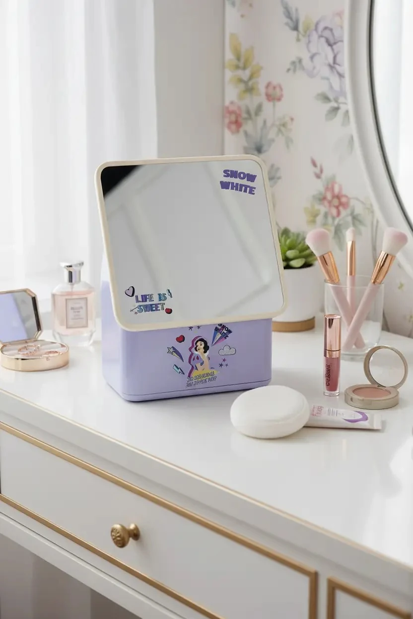 Disney Prenses Snow White Lisanslı Makyaj Aynalı Masa Düzenleyici – Kozmetik Ve Aksesuar Organizeri 16,3 Cm