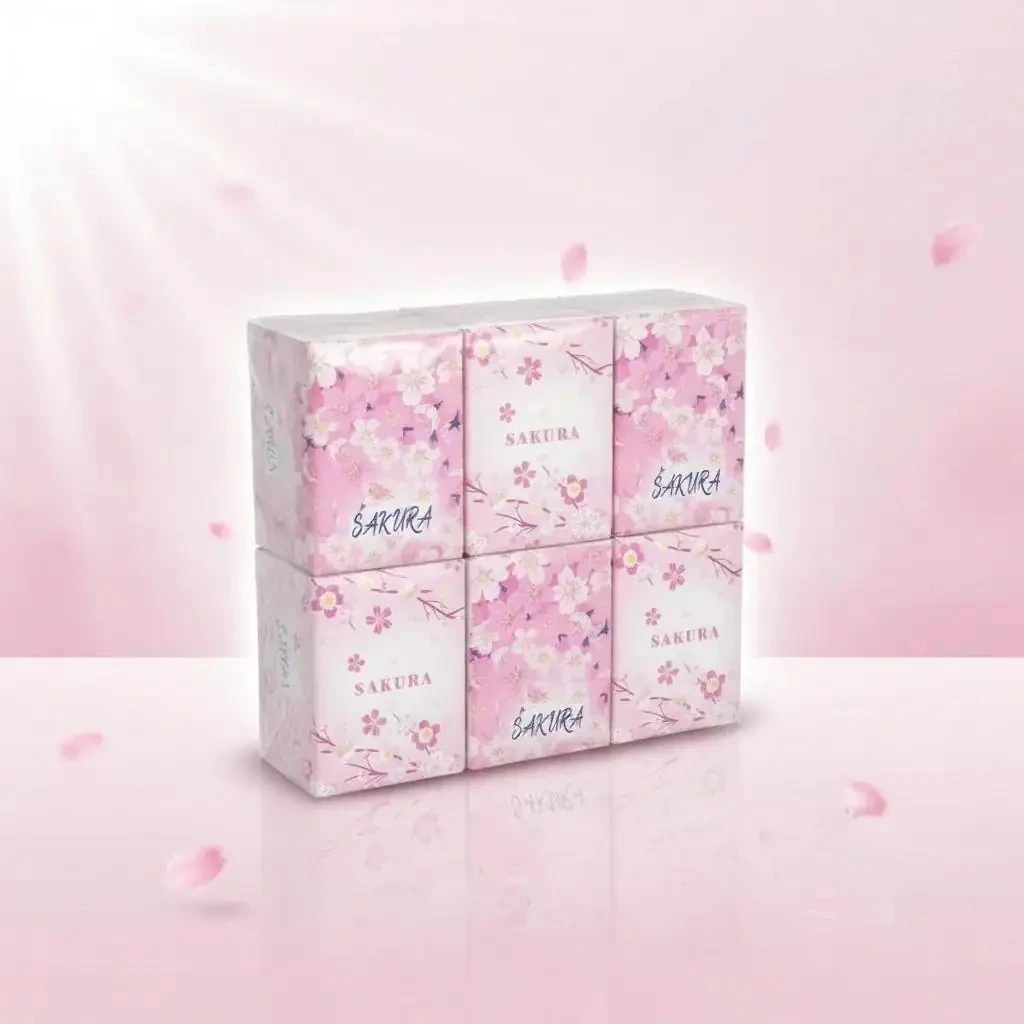 Miniso Lisanslı Sakura Serisi Kağıt Mendil – Sakura Kokulu Yumuşak ve Dayanıklı Cep Mendili 18'li Paket