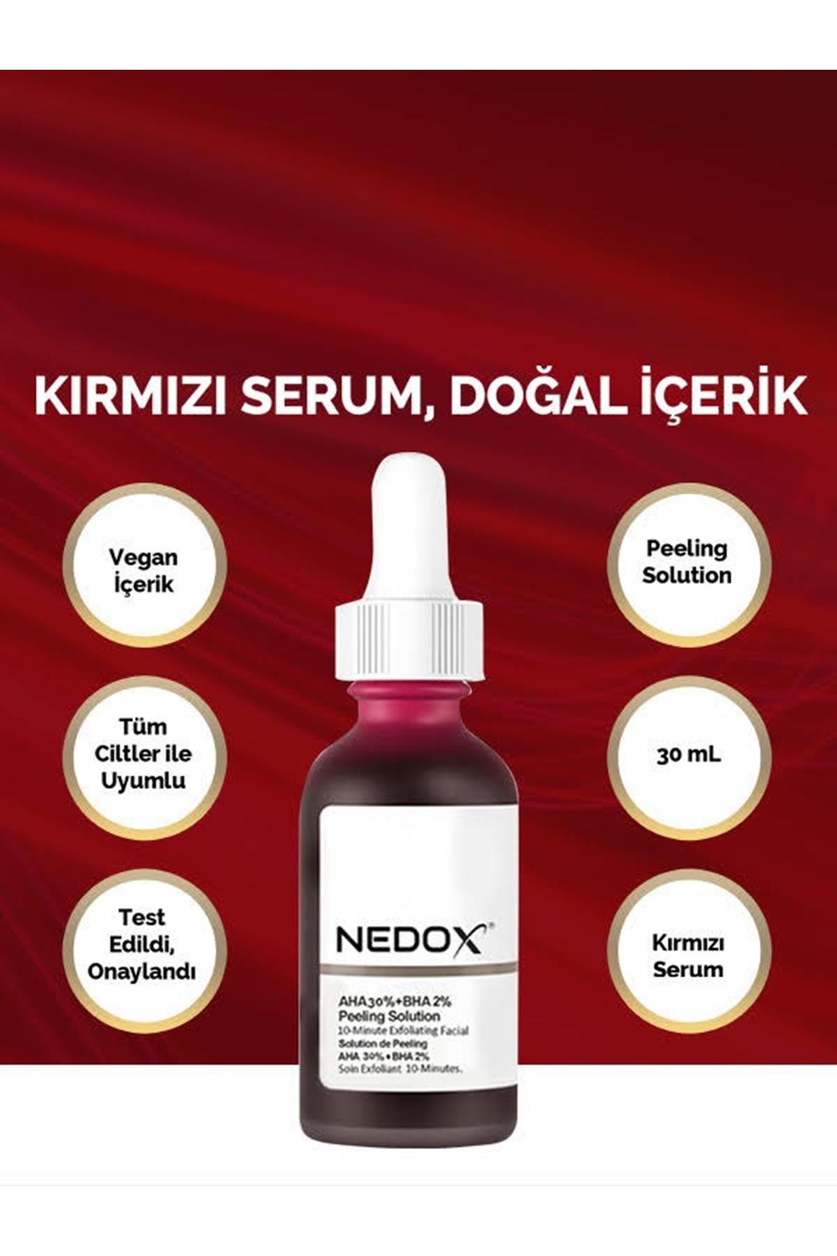 Nedox Cilt Yenileyici Cilt Tonu Eşitleyici Kırmızı Peeling Serum 30 Ml Aha %30 Bha %2 Ph %3.5