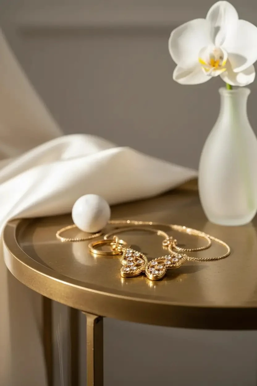 Sheforshe Kelebek Anahtarlık – Parlak Taşlı ve Altın Tonlu Estetik Çanta Aksesuarı