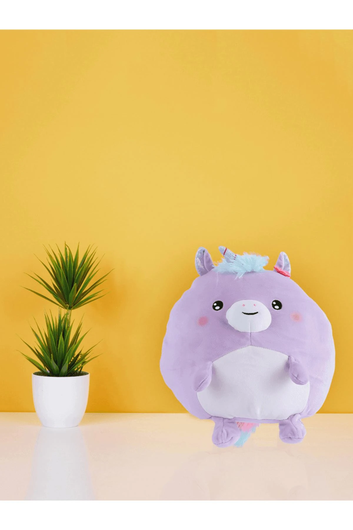 Tombul Serisi Yuvarlak Peluş Oyuncak 30cm - Mor Unicorn