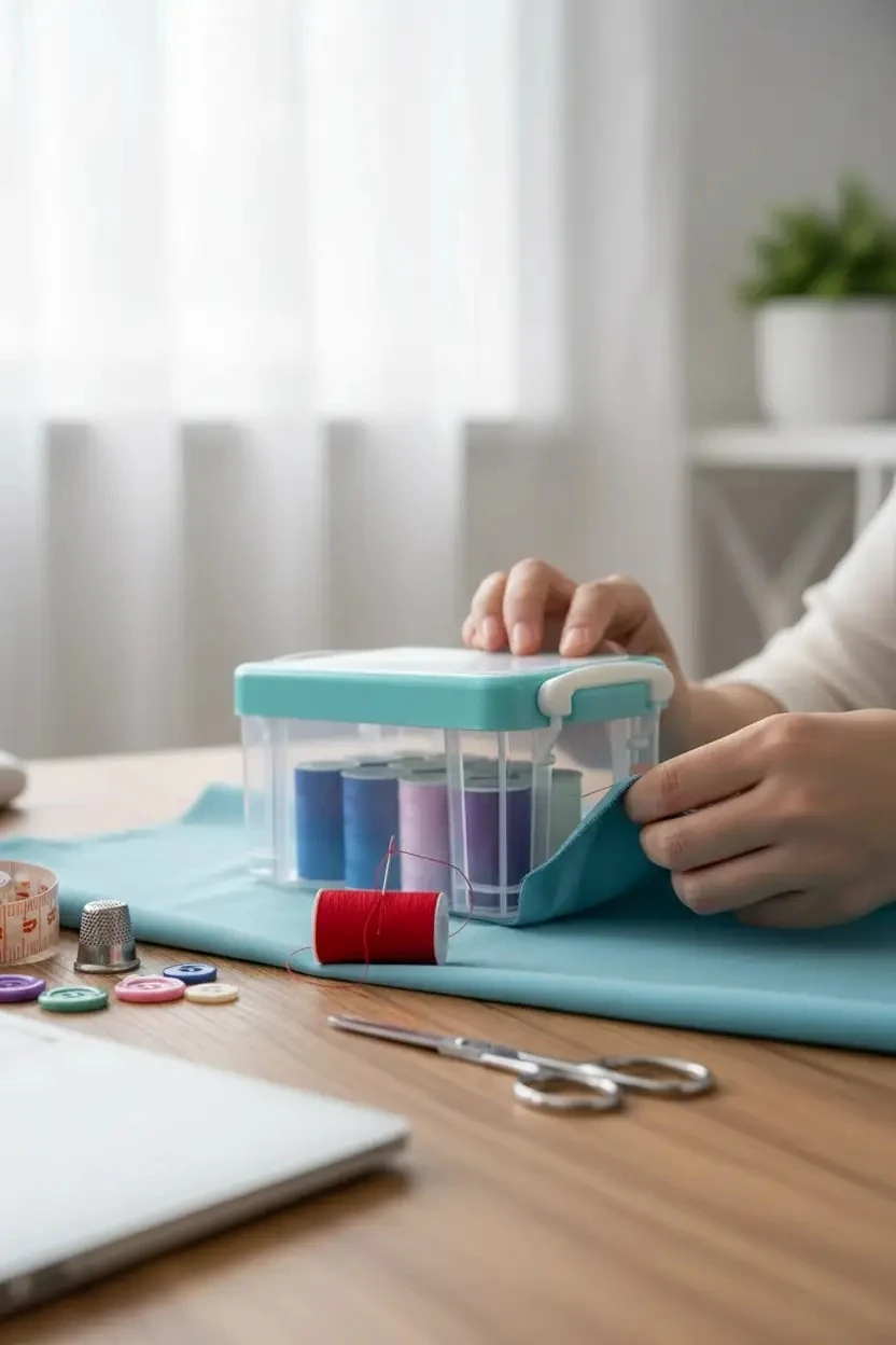 Miniso Lisanslı 12 Renkli İğne İplik Dikiş Kutu Seti – Makas ve Mezura Dahil Pratik Seyahat Seti 13 Cm