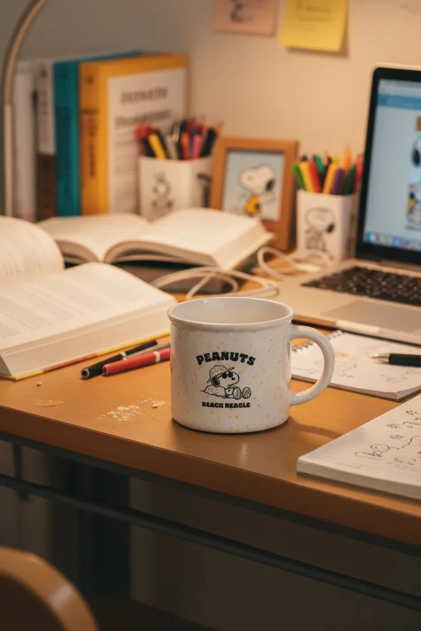 Snoopy Lisanslı Sırlanmış Seramik Kupa 320 ml (Sarı)