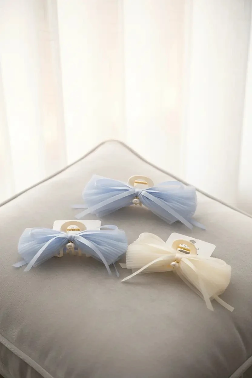 Miniso Lisanslı Sky Blue Serisi Boncuklu Saç Klipsi Zarif Tasarım Mavi 16 Cm