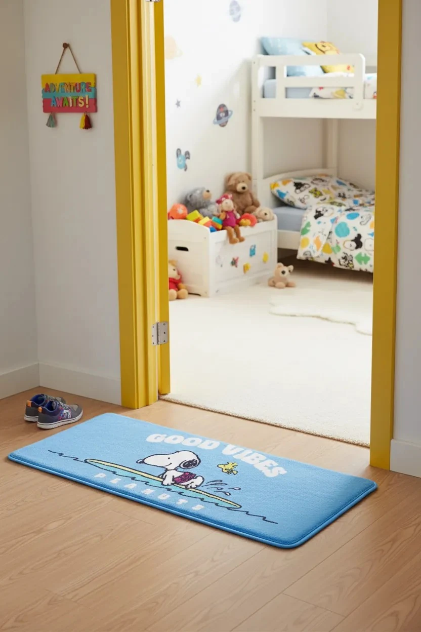 Snoopy Lisanslı Seyahat Serisi Uzun Sünger Küçük Halı 100x40 Cm