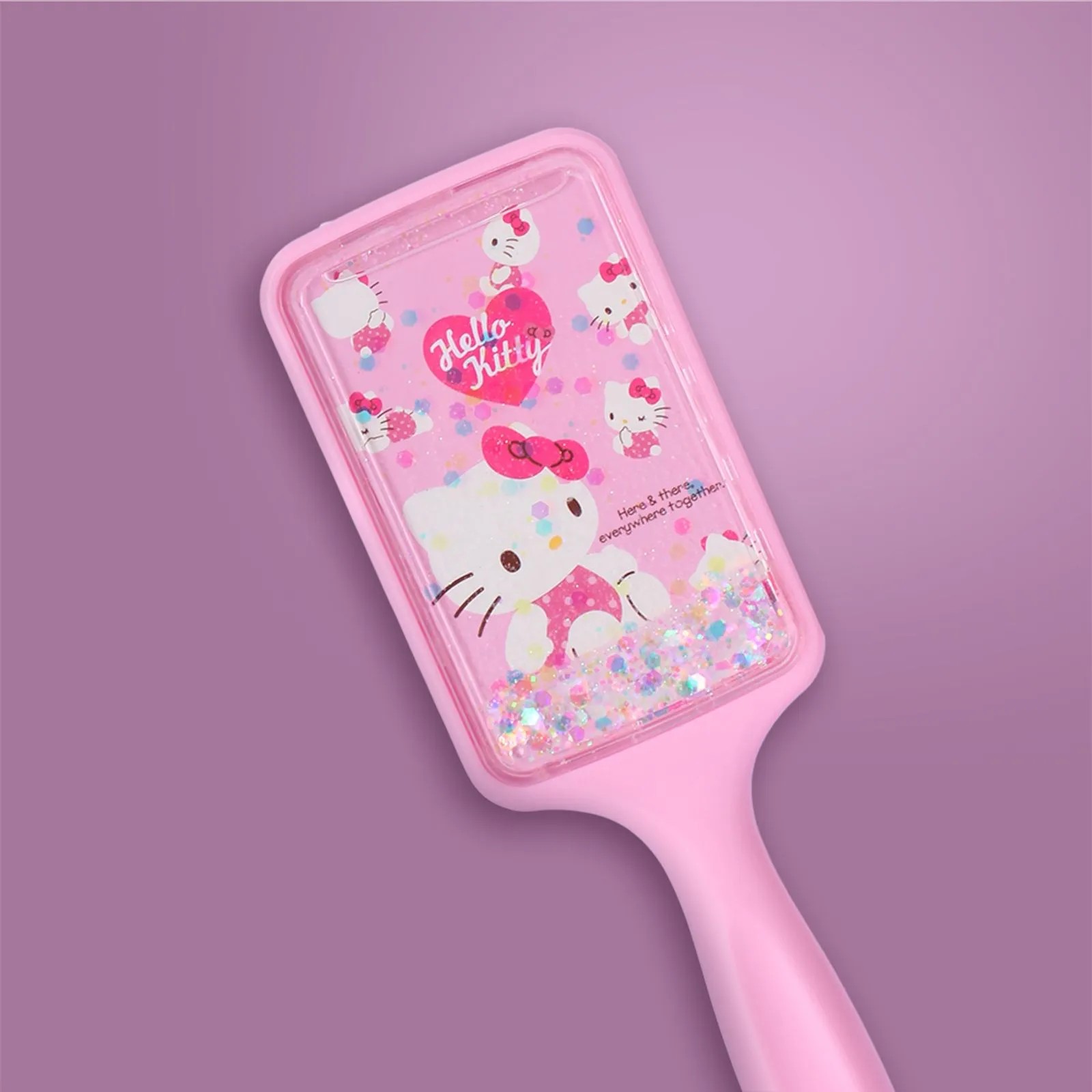 Sanrio Lisanslı Pembe Serisi Simli Yastıklı Saç Fırçası (Hello Kitty)