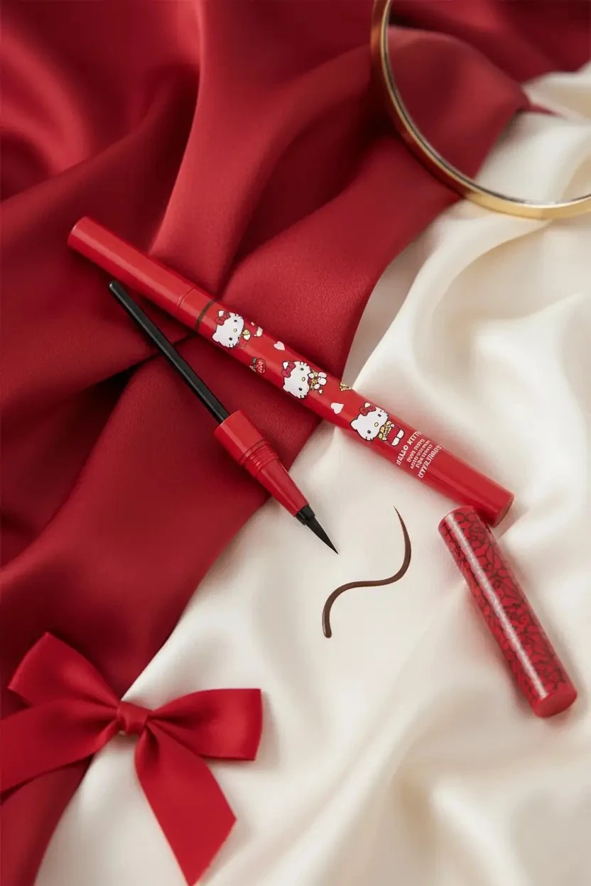 Sanrio Lisanslı Hello Kitty Likit Eyeliner 02 Koyu Kahverengi – Belirgin ve Dengeli Görünüm