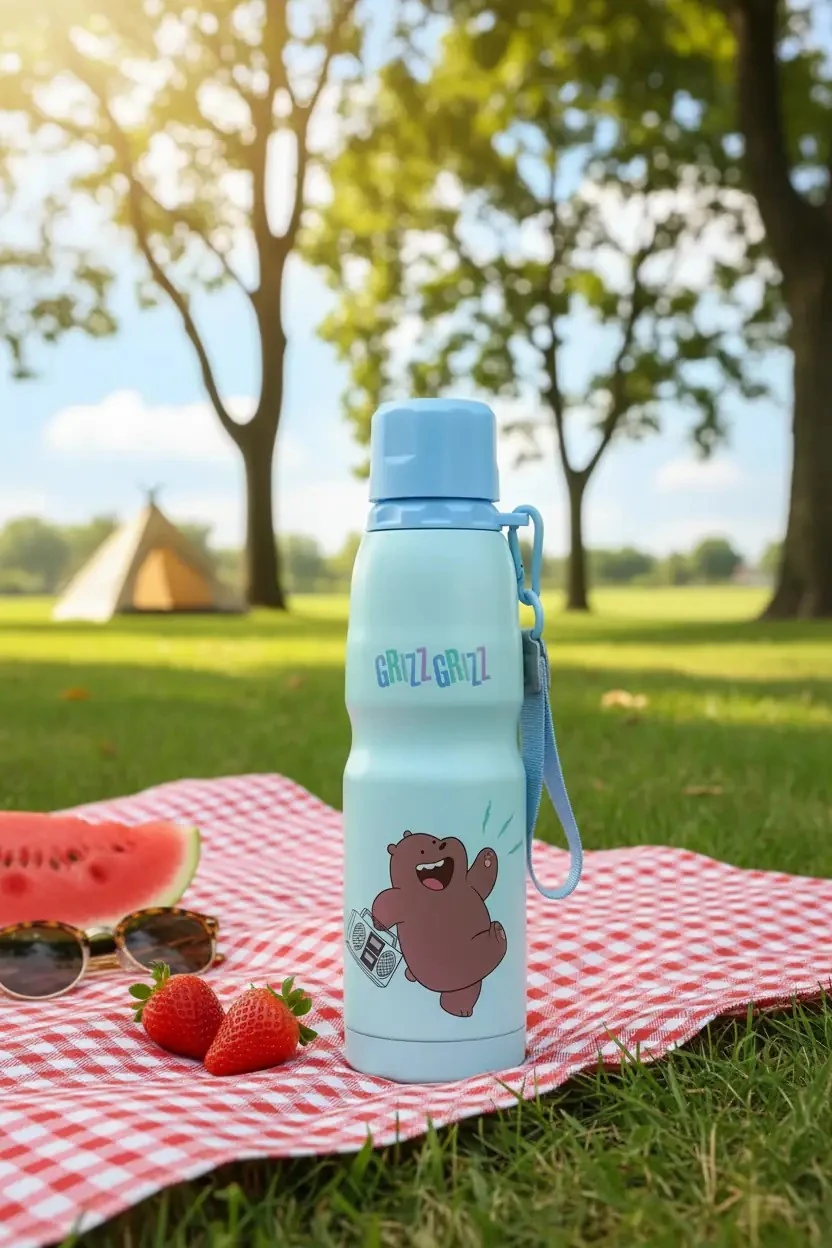 We Bare Bears Lisanslı Boz Ayı Termos 600 ML – Askılı Çelik Tasarım