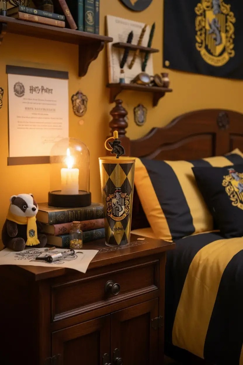 Harry Potter Lisanslı Hufflepuff Çift Cidarlı Pipetli Plastik Şişe