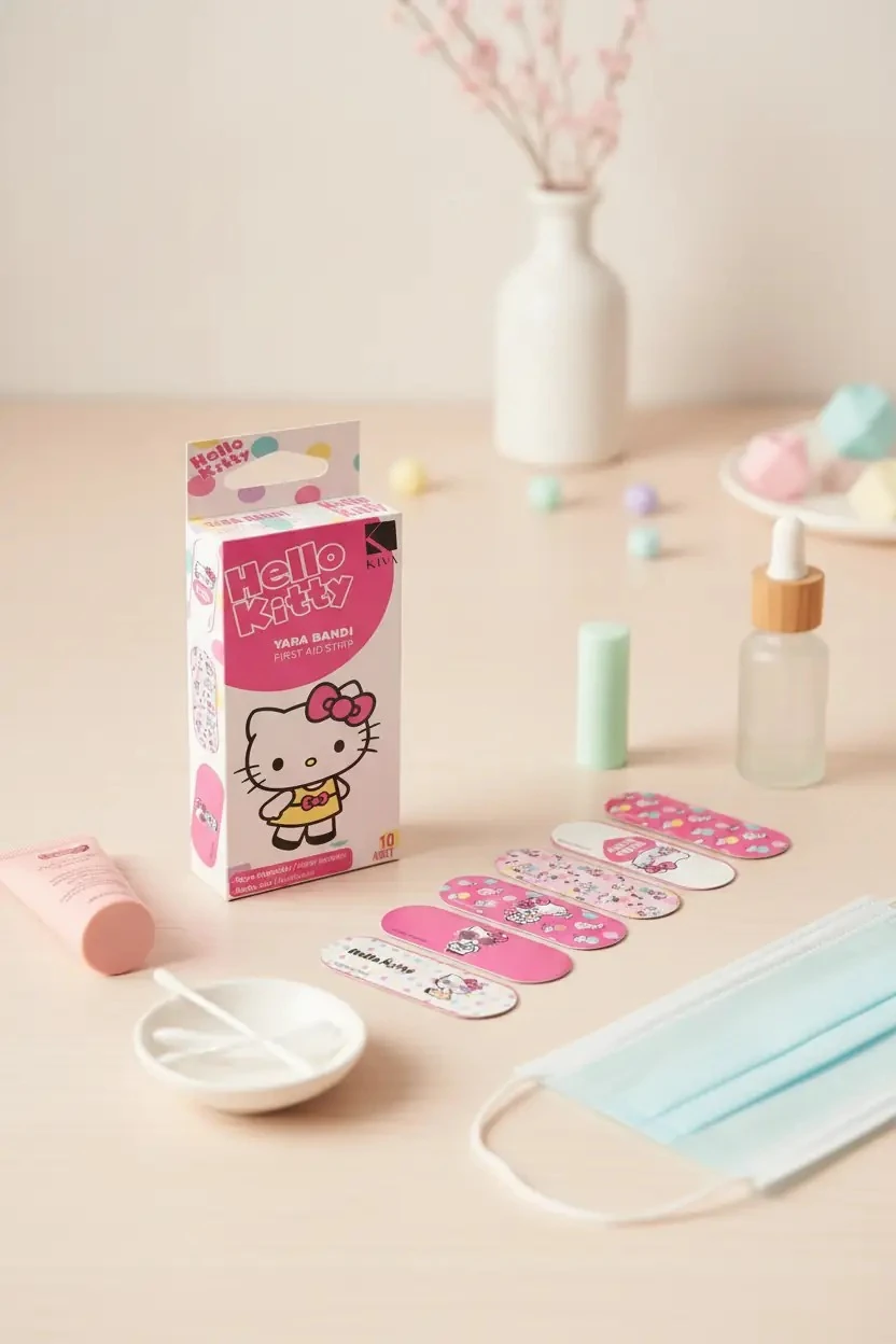 Hello Kitty Lisanslı Yara Bandı 10’lu Paket – Suya Dayanıklı ve Sevimli Tasarımlı