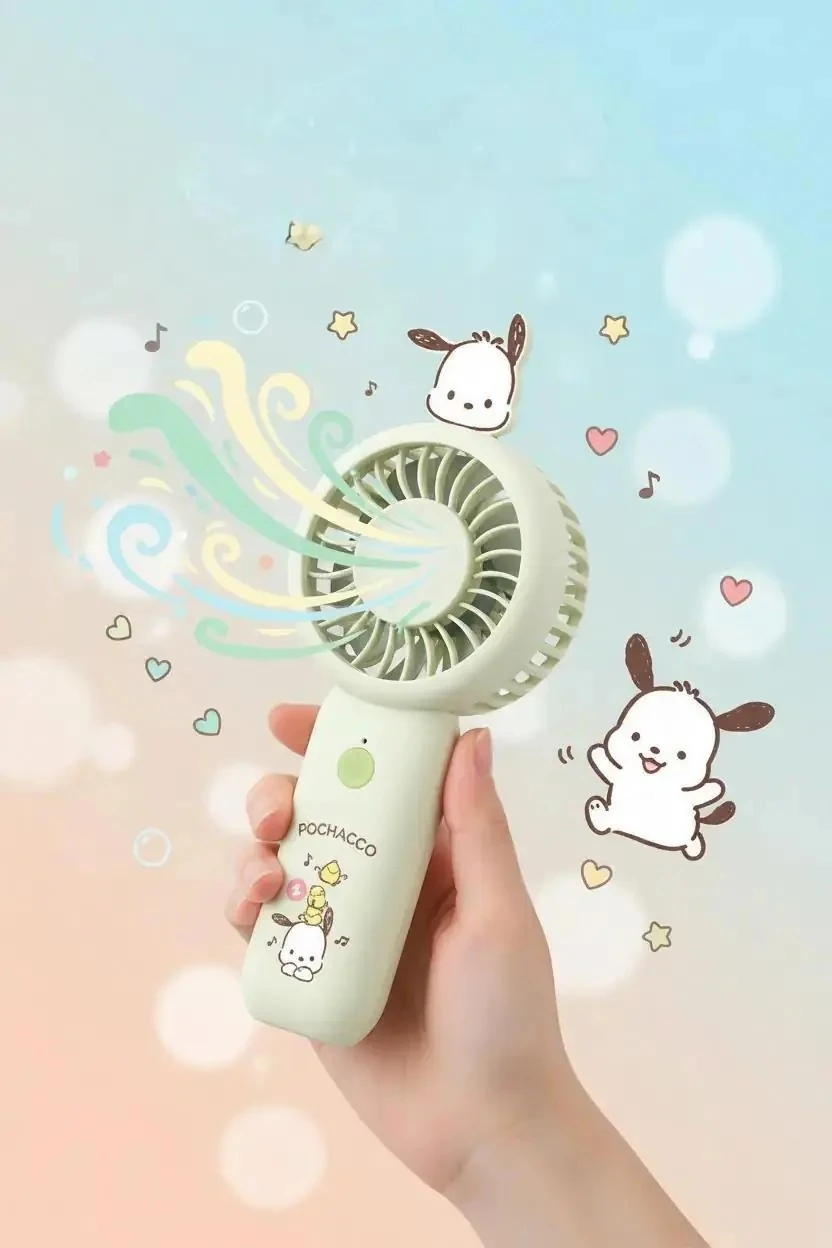 Sanrio Lisanslı Pochacco 1200mAh Taşınabilir Mini Fan – Şarj Edilebilir El Fanı 13,6 Cm