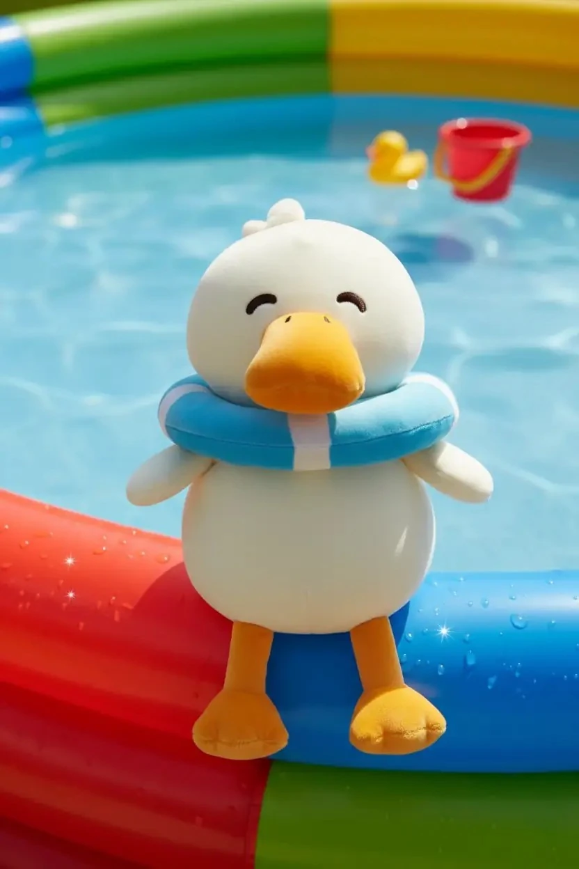 Miniso Lisanslı Dalış Ördeği Serisi Yüzme Simitli Peluş Oyuncak – 24 cm