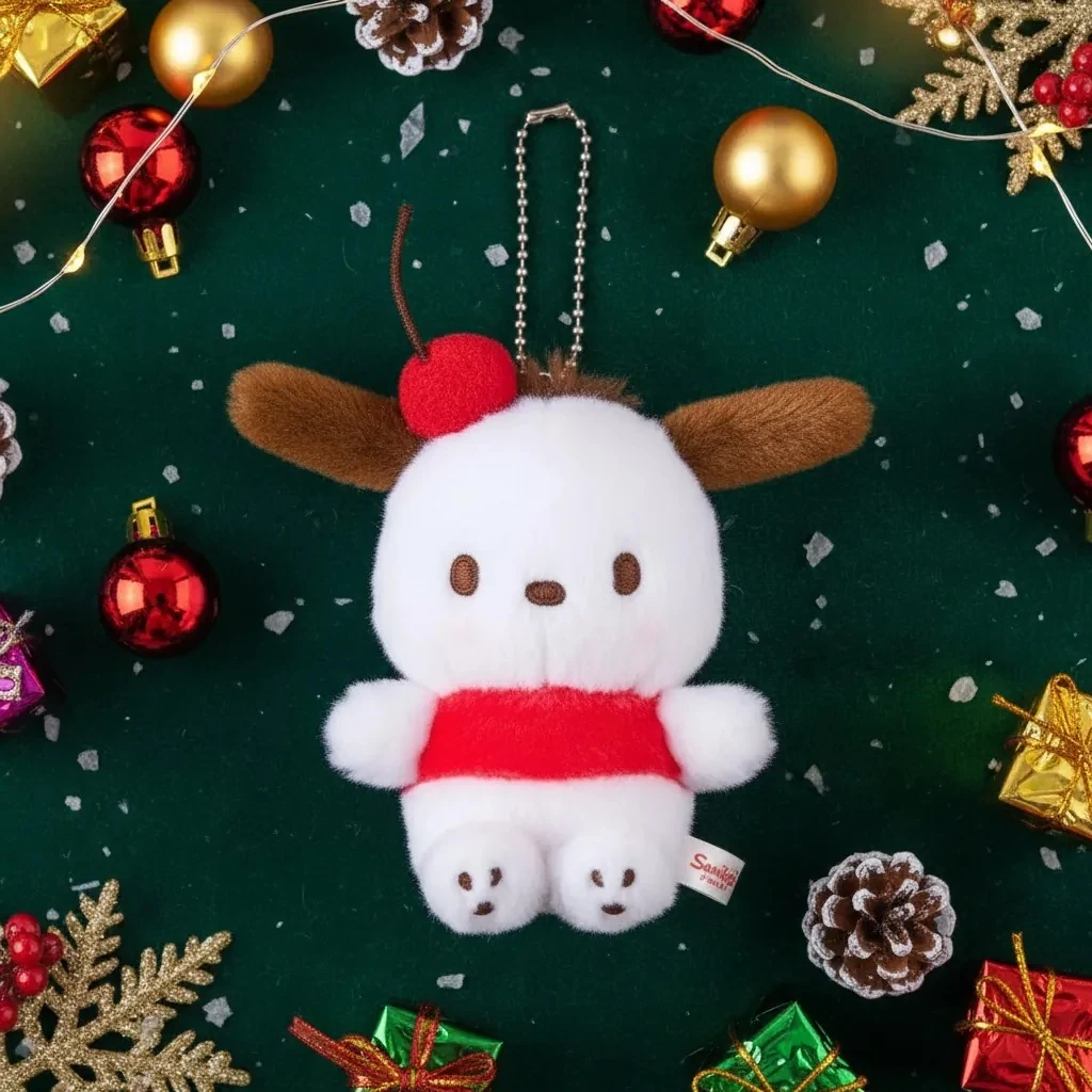Sanrio Lisanslı  Kiraz Koleksiyonu Peluş Anahtarlık - Çanta Süsü Pochacco