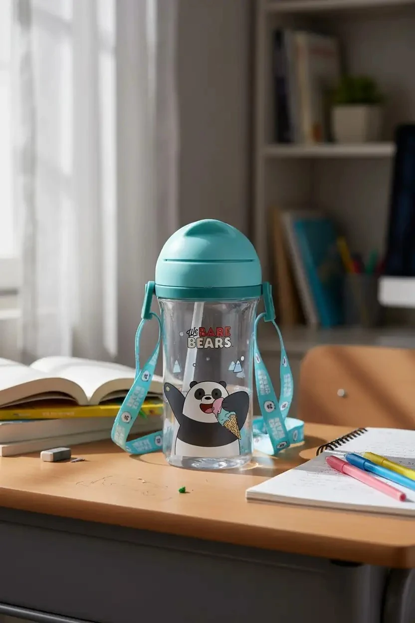 We Bare Bears Lisanslı Taşıma Askılı Suluk (400Ml) - Panda