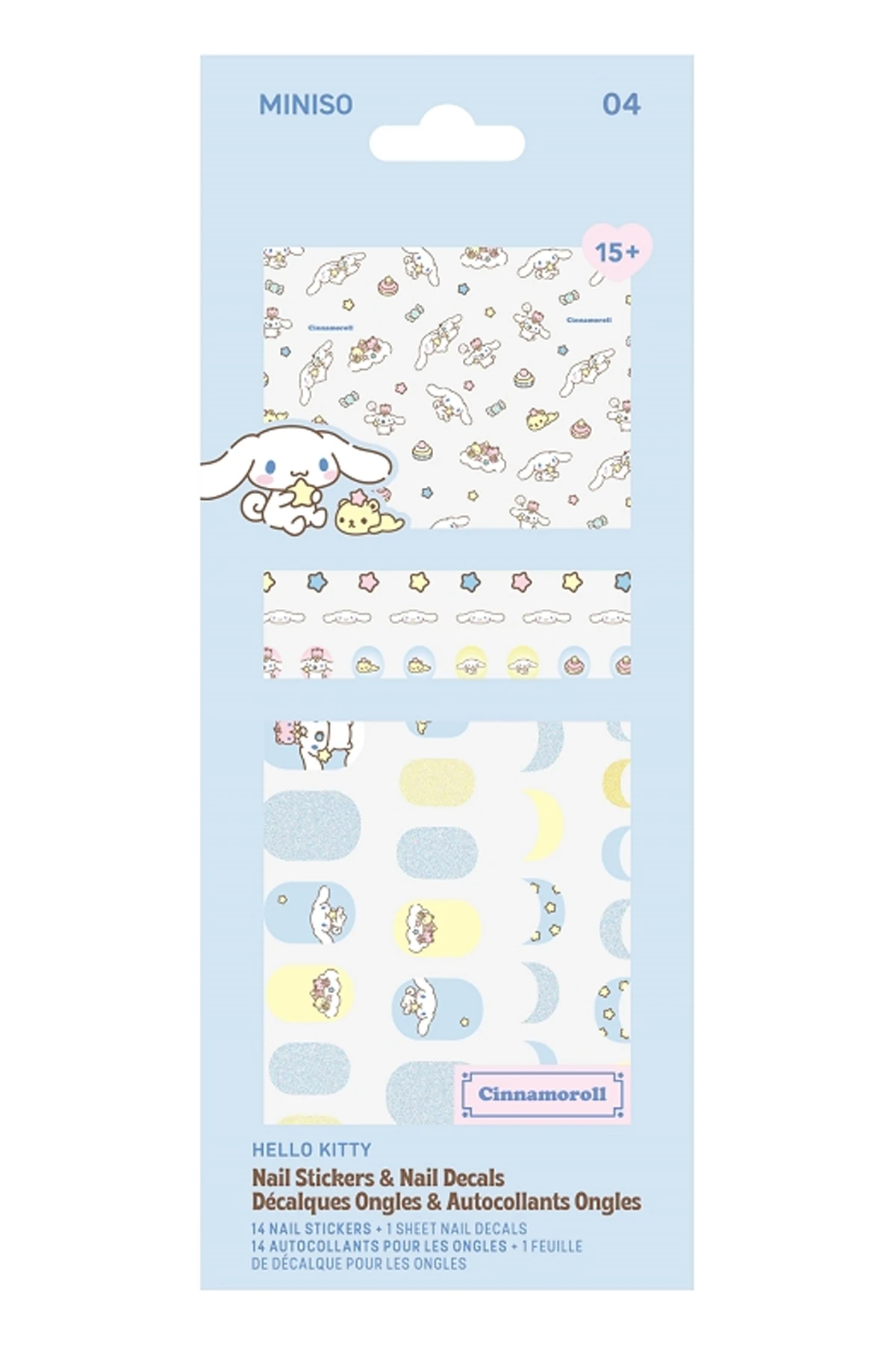 Sanrio Lisanslı Cinnamoroll Tırnak Süsü ve Çıkartma Seti