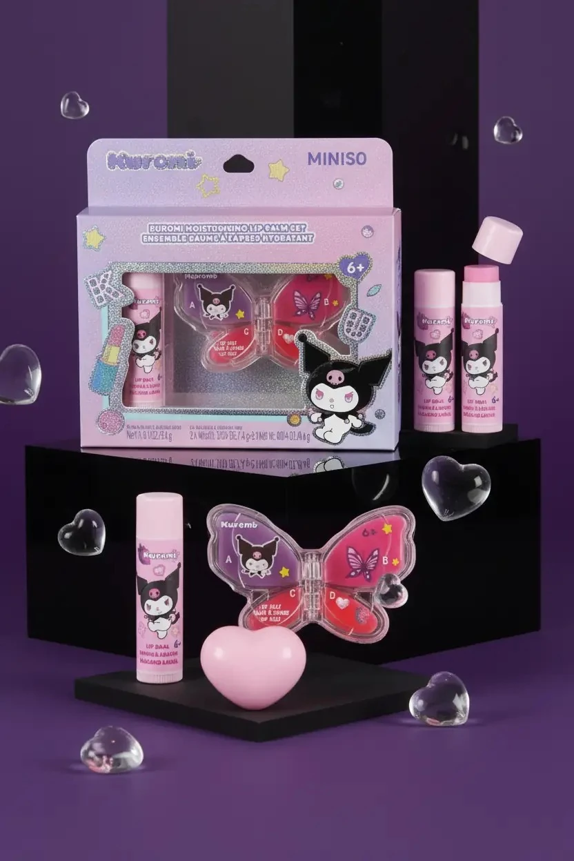 Sanrio Lisanslı Kuromi Yumuşatıcı Dudak Balsamı ve Dudak Jeli – Pratik Dudak Bakımı
