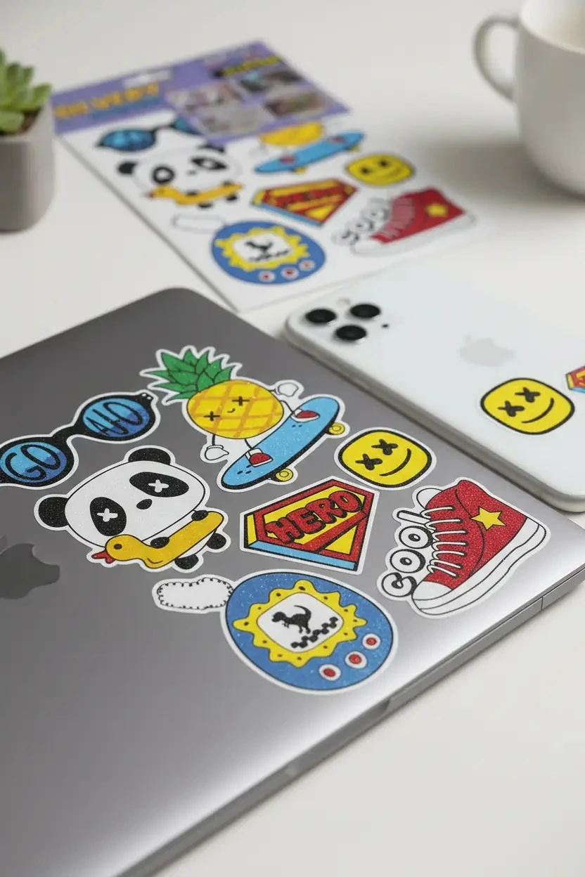 Gıpta Silvery Koleksiyonu Simli Renkli Sticker Seti – Işıltılı Telefon Ve Laptop Çıkartması 24 CM