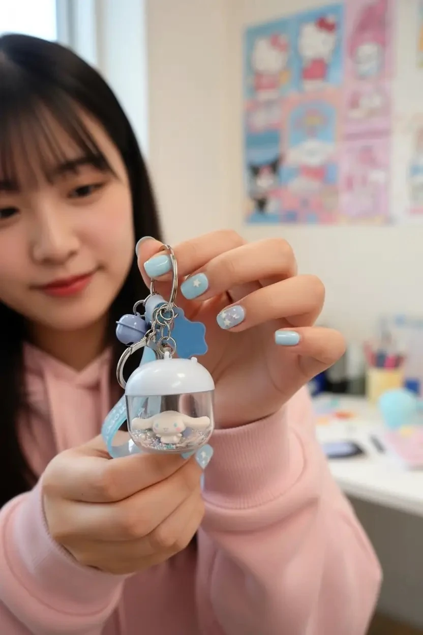 Sanrio Lisanslı Cinnamoroll Çiçek Perisi LED Işıklı Anahtarlık