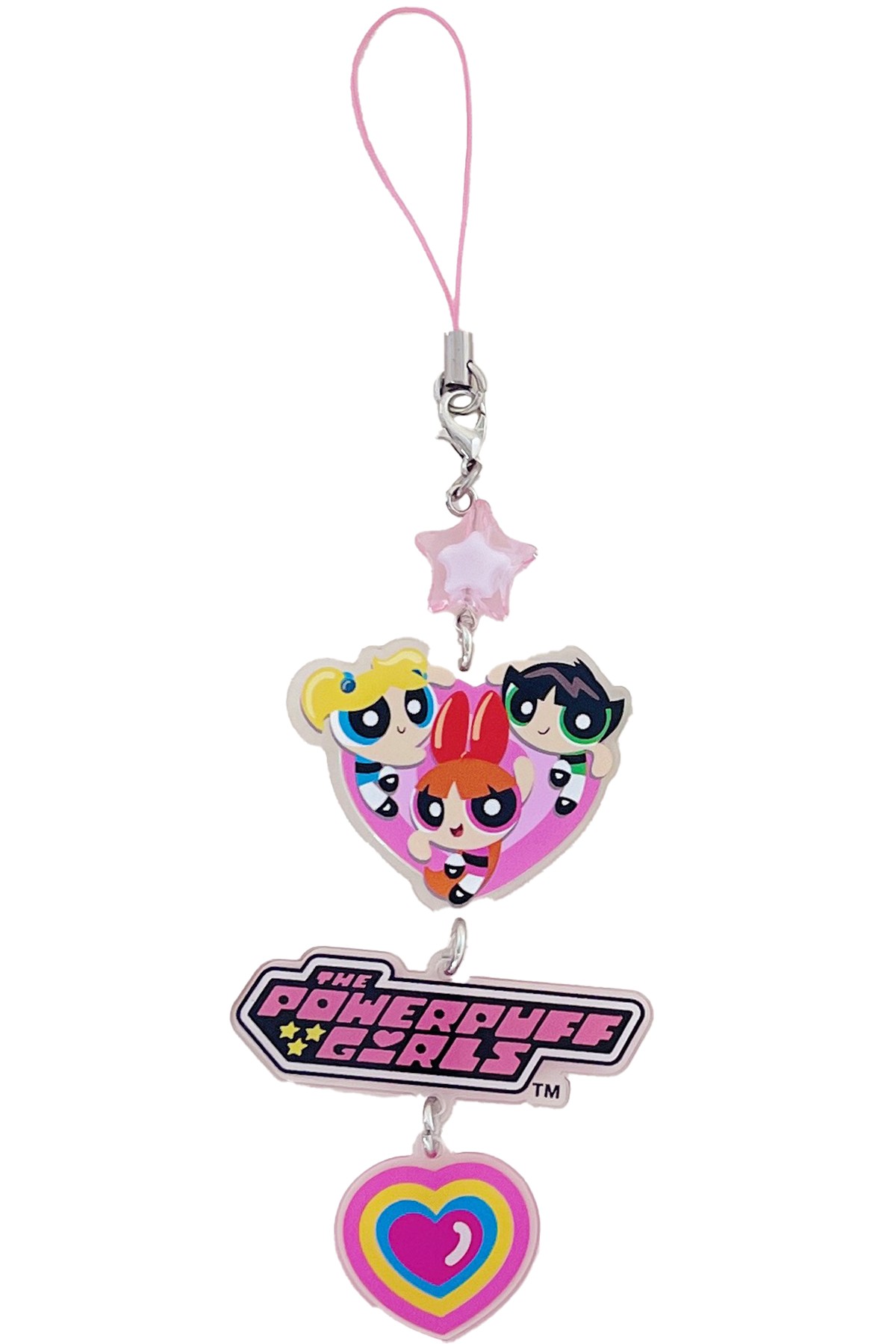 Powerpuff Girls Lisanslı Kalp Figürlü Aynalı Telefon İpi