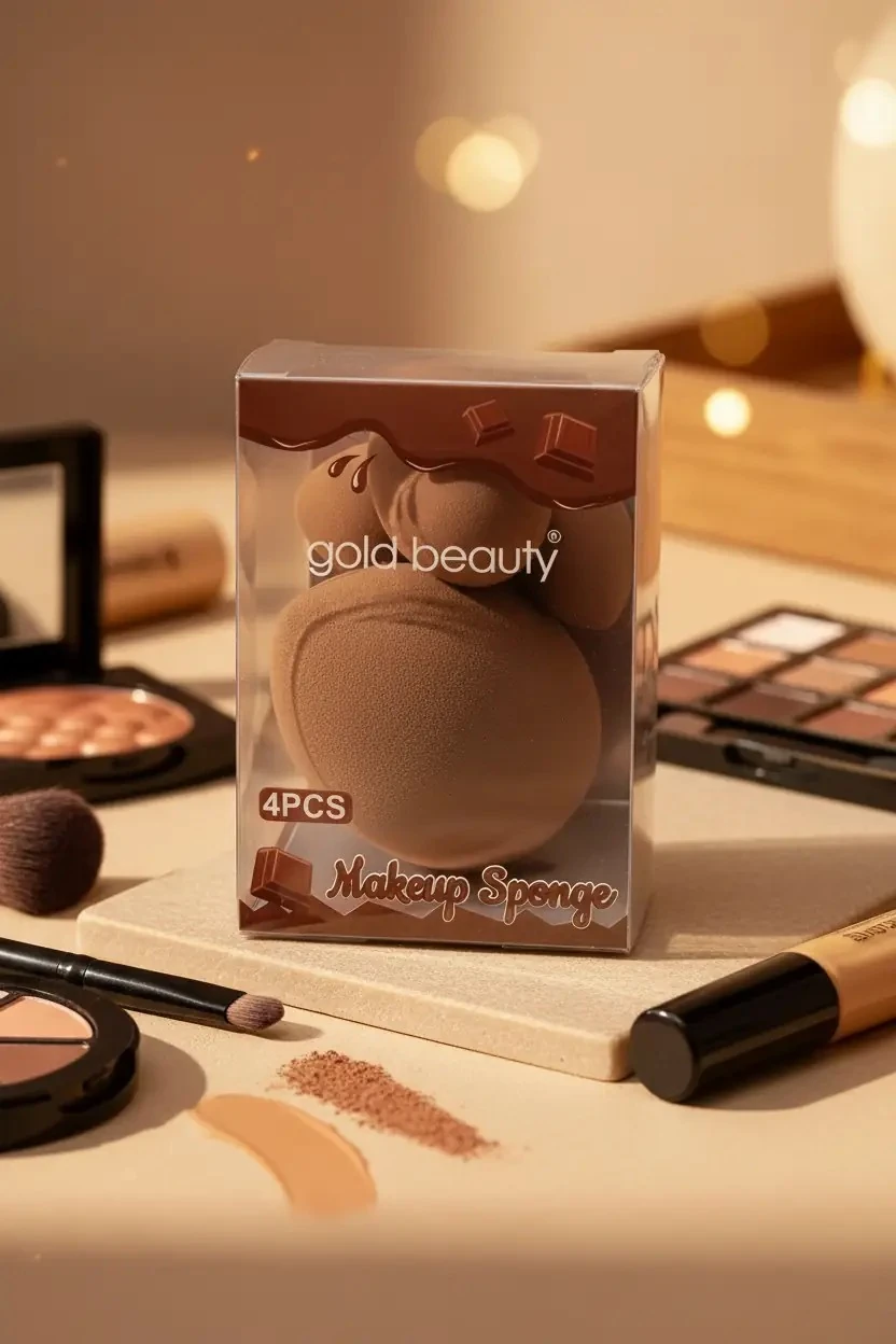 Gold Beauty 4'lü Makyaj Süngeri Seti – Yumuşak Dokulu & Doğal Bitiş