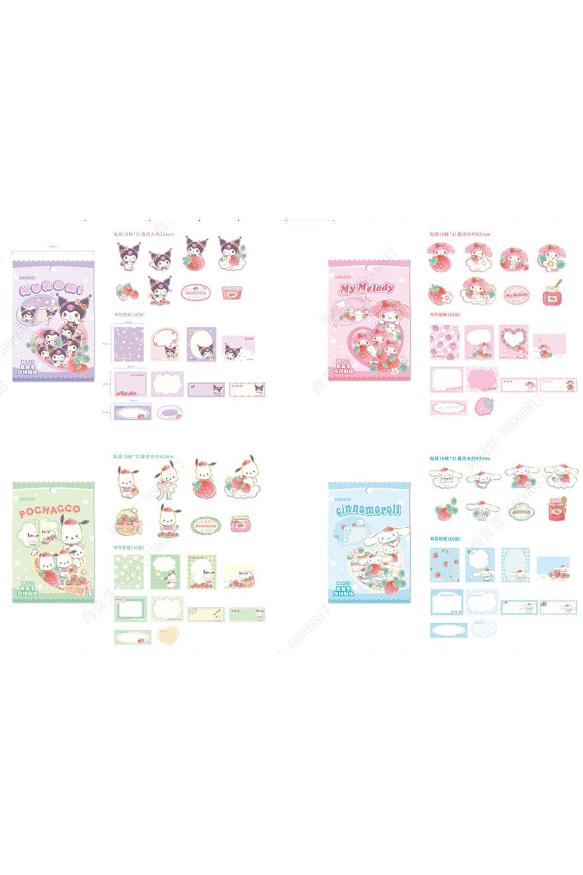 Sanrio Lisanslı Çilek Koleksiyonu İki Sıralı Sticker