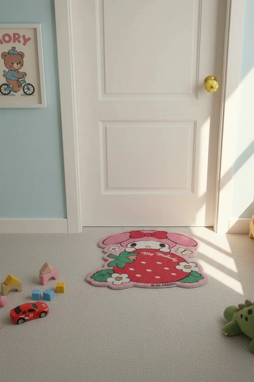 Sanrio Lisanslı My Melody Çilek Figürlü Küçük Halı