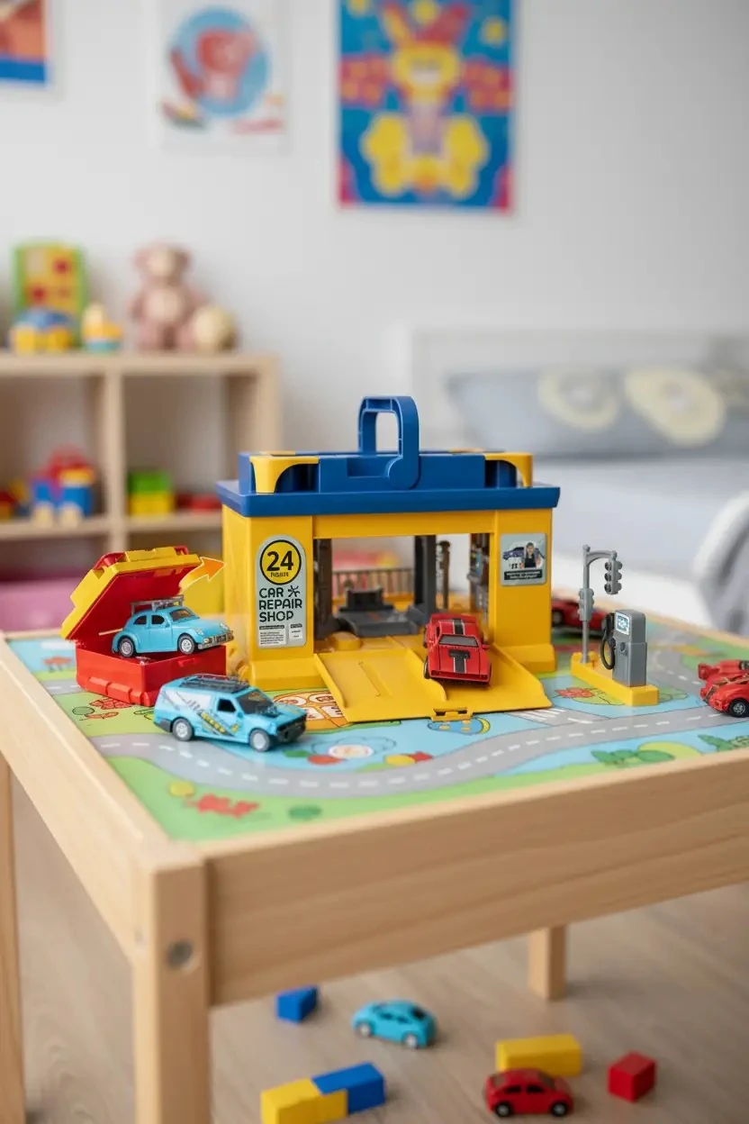 Miniso Lisanslı Gerçekçi Otopark Pisti Seti – Araba Aküsü 22 Cm