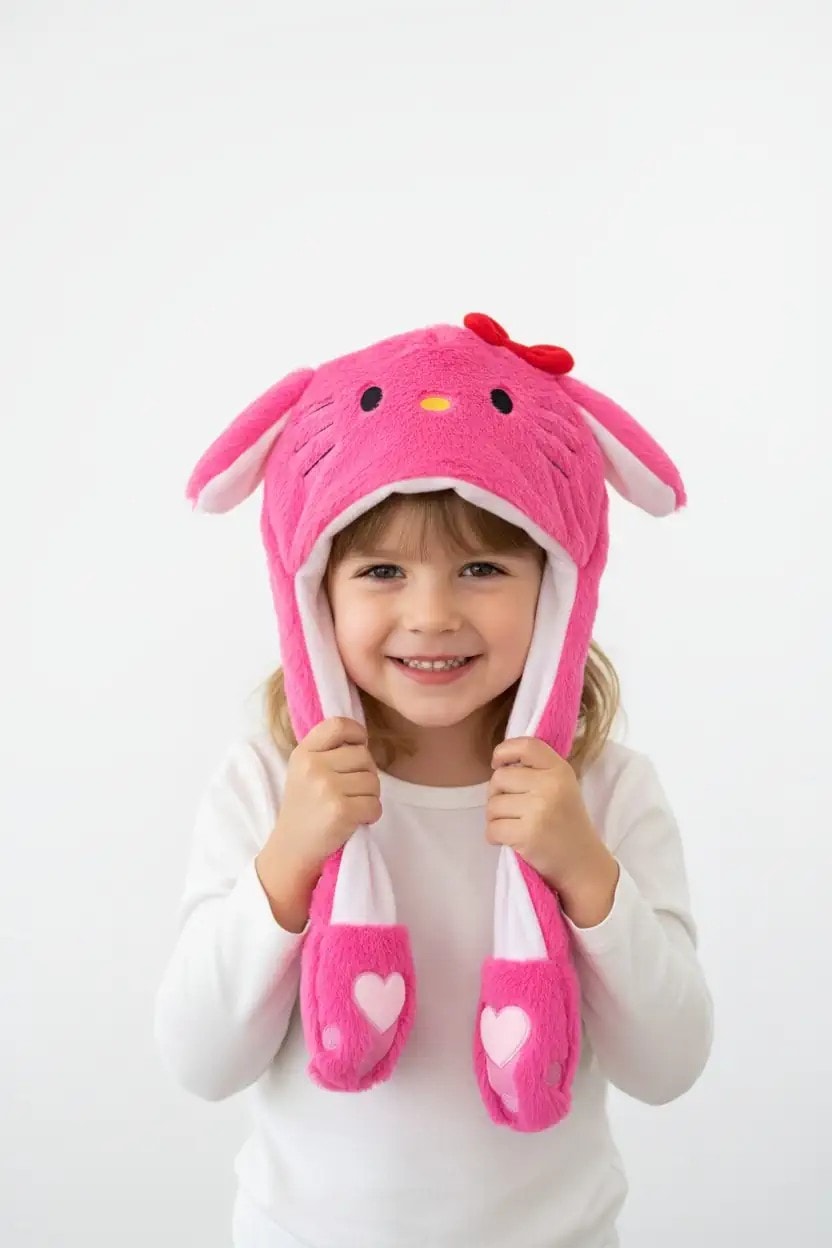 Kulakları Hareket Eden Peluş Şapka -  Kedi