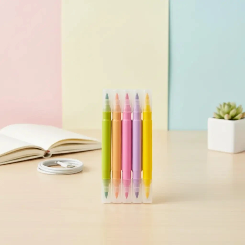 Miniso Lisanslı Lale Koleksiyonu Pastel Renkli Marker Kalem Seti (5 Adet)