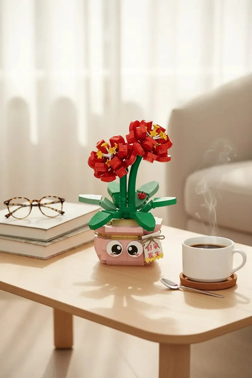 Miniso Lisanslı Bahar Ev Bitkileri Serisi Oyun Bloğu Lilyum – Dekoratif Eğitici Oyuncak 10 Cm