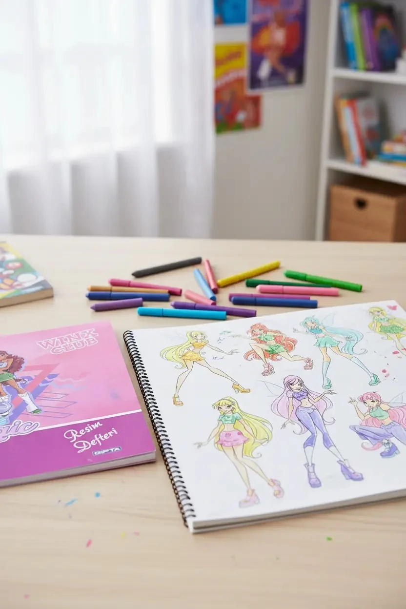 Gıpta Winx Lisanslı Resim Defteri – Büyülü Tasarım Spiralli Çizim Ve Boyama Defteri 35 CM
