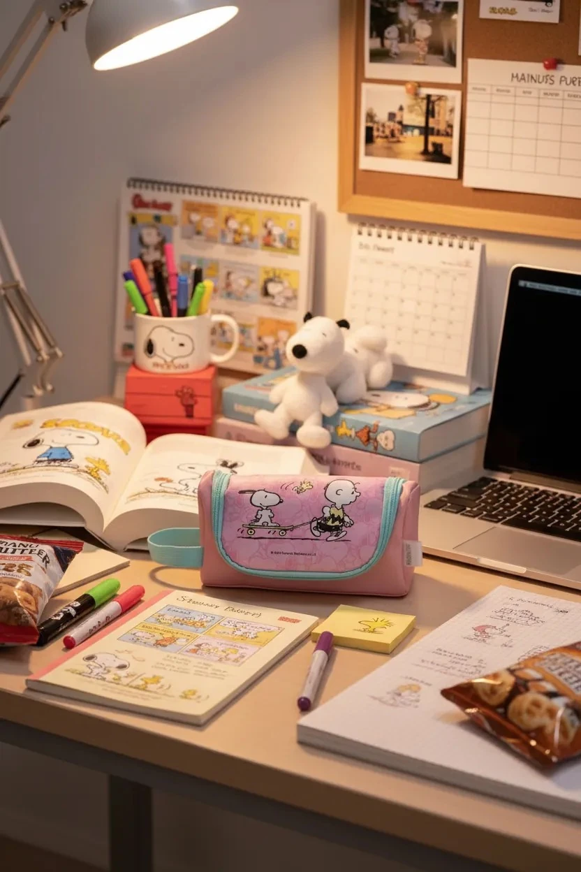 Snoopy Lisanslı Seyahat Serisi Tutacaklı Kalemlik (Pembe)