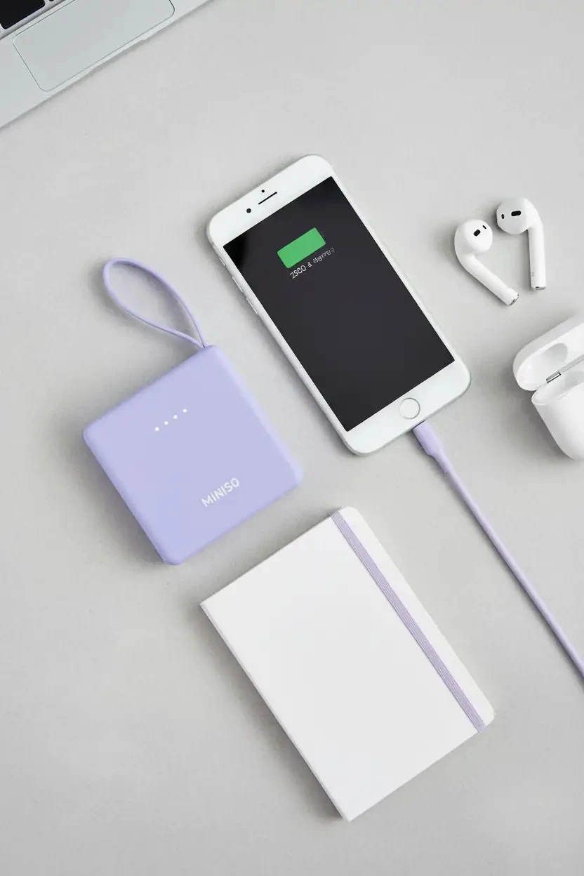 Miniso Lisanslı Dahili Kablolu 2500mAh Taşınabilir Powerbank X-25DX – Pratik Şarj Desteği