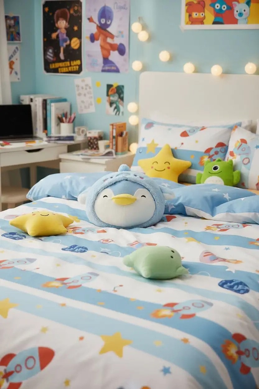 Okyanusun Sevimli Kahramanı - Mavi Mini Penguen Peluş Yastık (33cm)