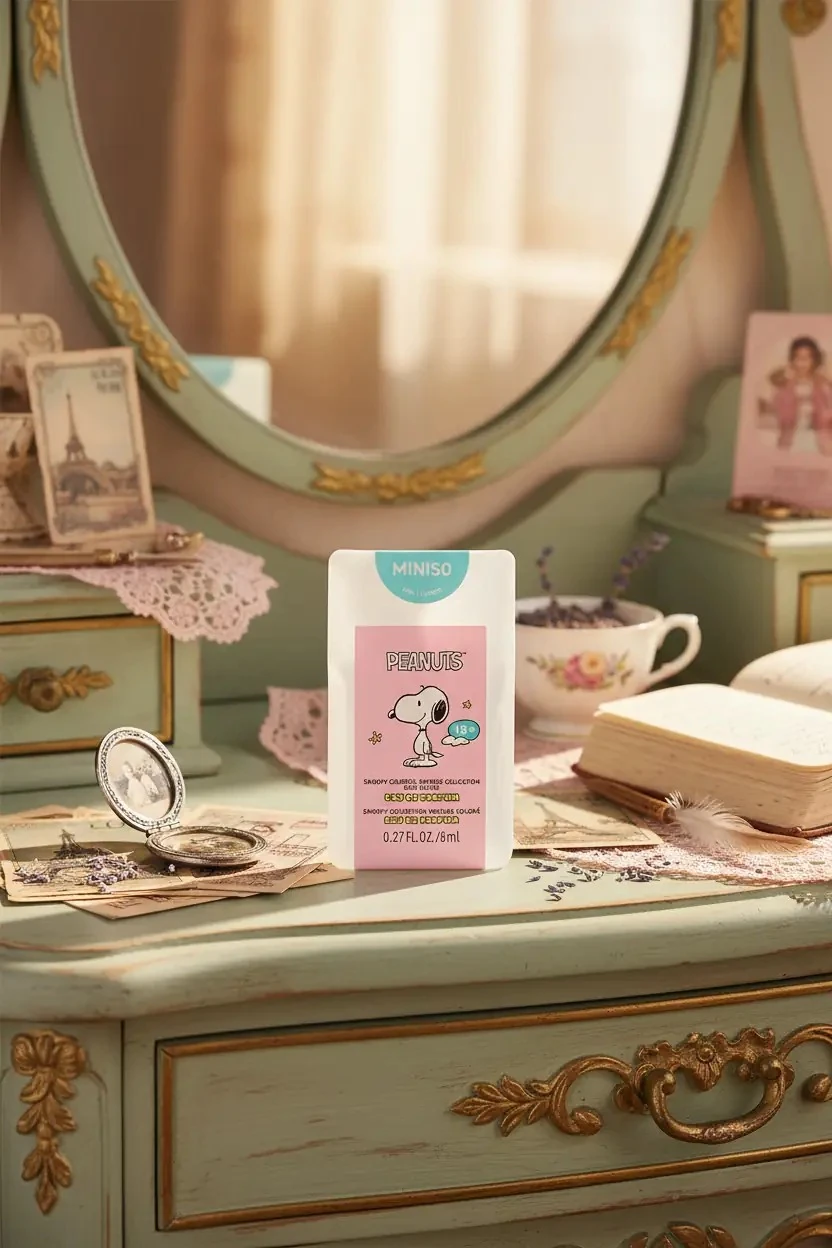 Snoopy Lisanslı Vintage Serisi Rosy Secret Parfüm – Çiçeksi ve Zarif Günlük Koku 4,5 Cm