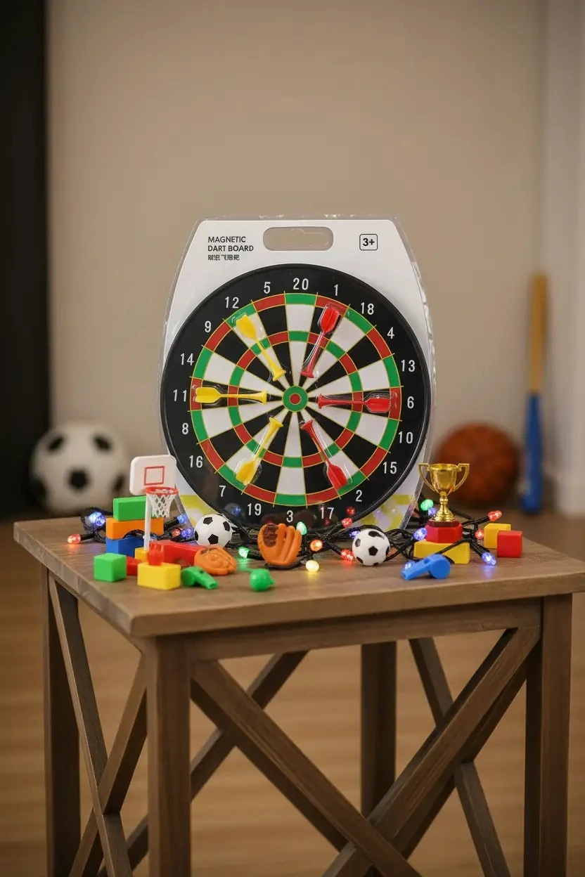 Dart Seti – Mıknatıslı Güvenli Tasarım ve 6 Adet Renkli Ok Eğlence Seti 42.5 Cm