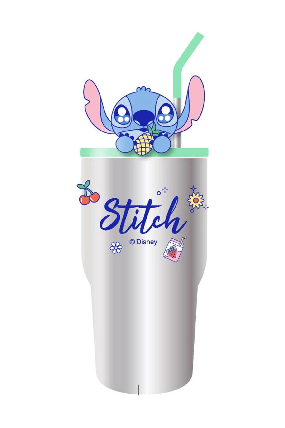 Disney Stitch Lisanslı Parti Serisi Ananas Desenli Çift Cidarlı Şişe