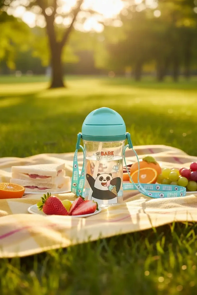 We Bare Bears Lisanslı Taşıma Askılı Suluk (400Ml) - Panda