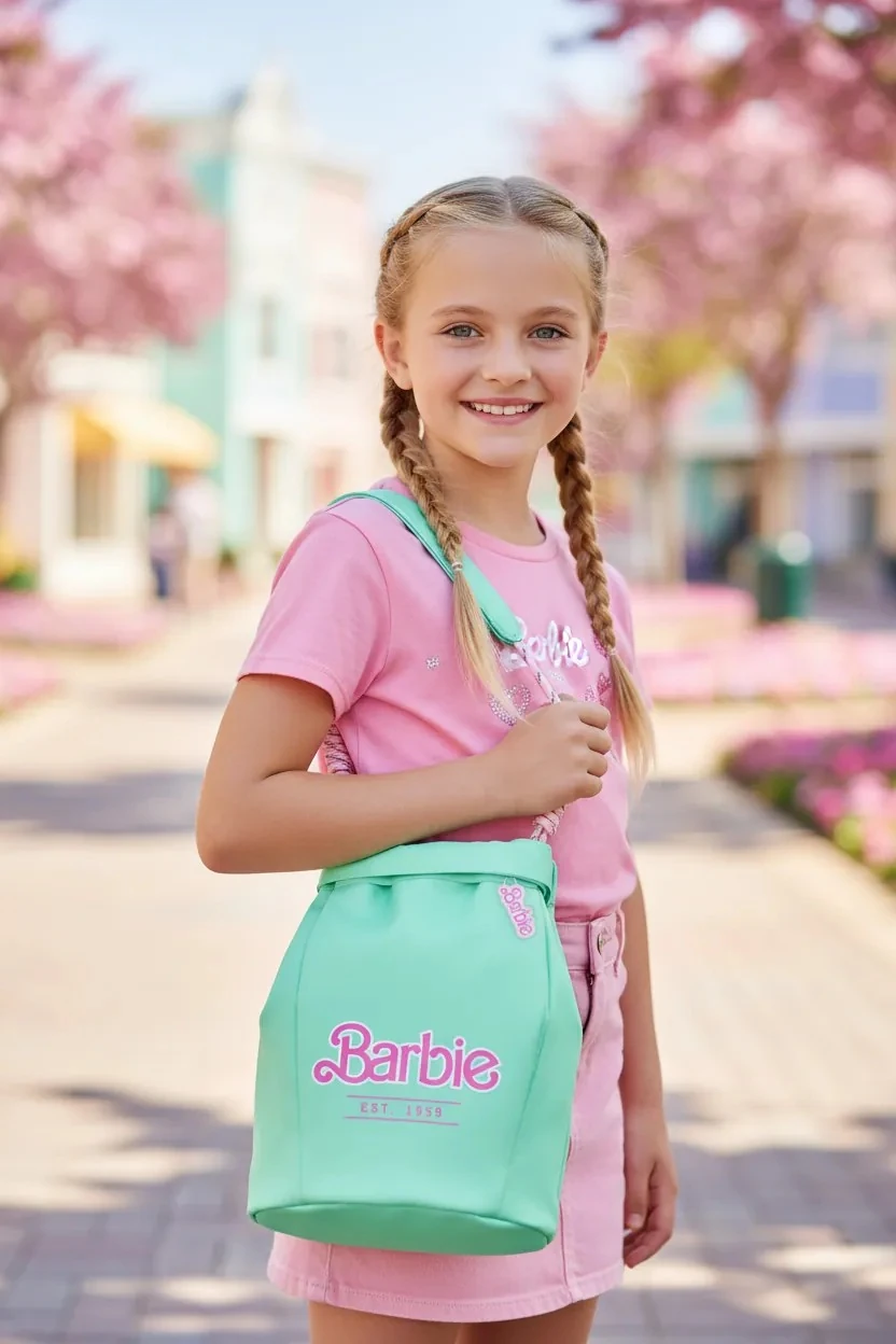 Barbie Lisanslı DIY Su Şişesi Taşıma Çantası (Yeşil)